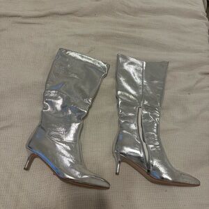 Silver Knee-High Women's Boots